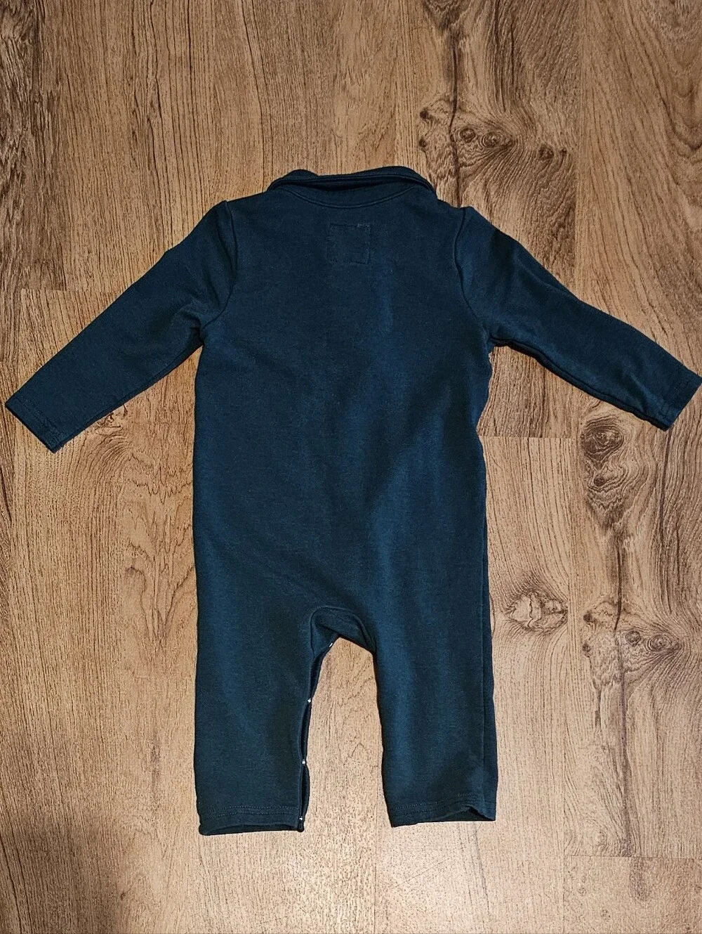Little Sleepies Play Collared Long Sleeve Romper Dark Green